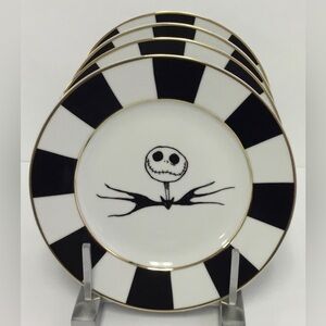 4 Salad Plates Tim Burton The Nightmare Before Christmas 8" Jack Skellin…